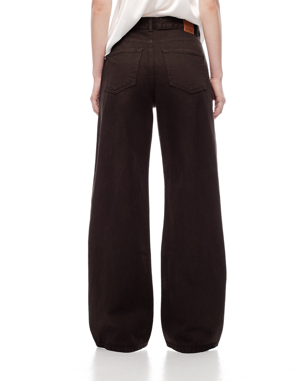 Jean wide leg tiro alto chocolate mujer