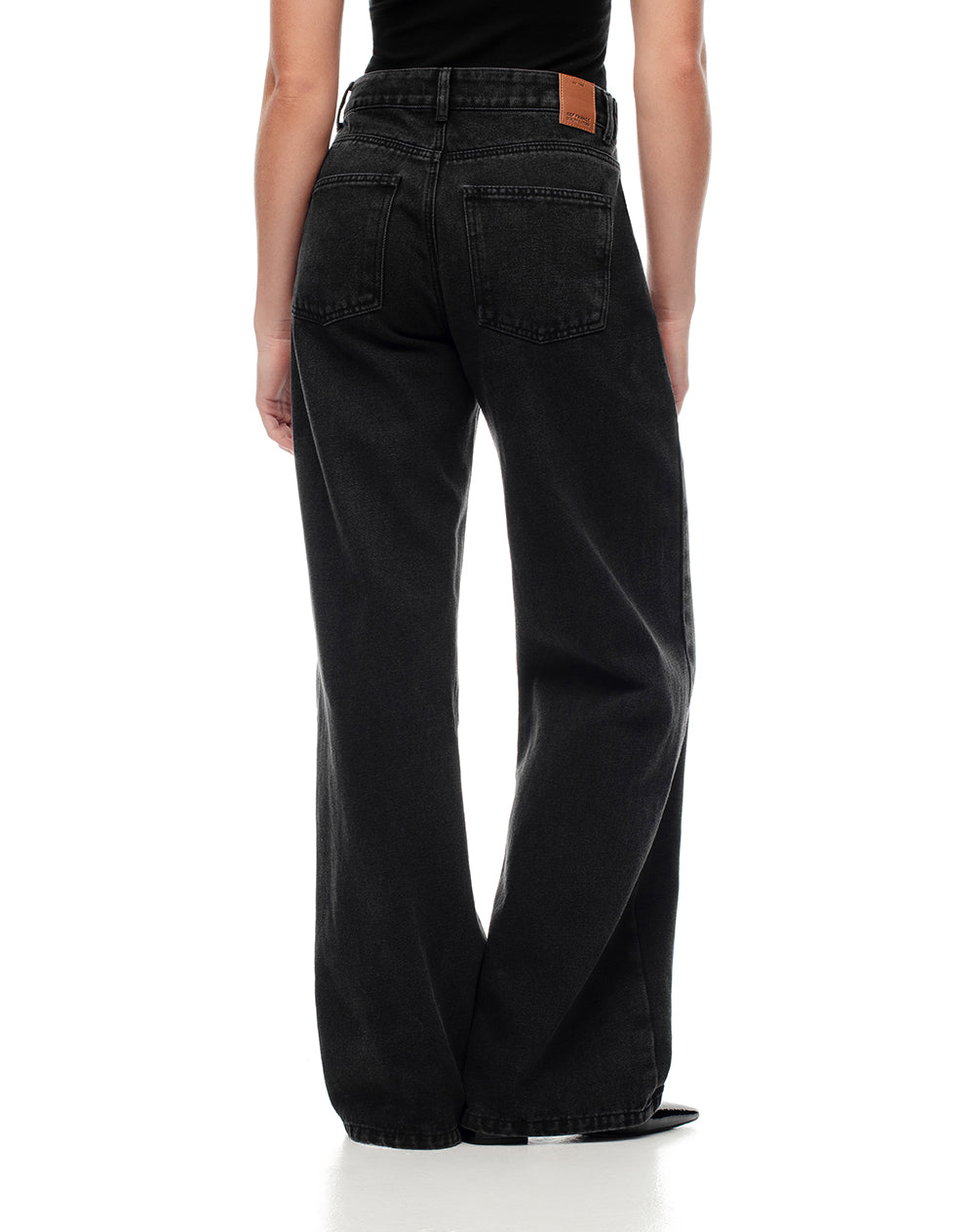 Jean wide leg tiro alto negro mujer