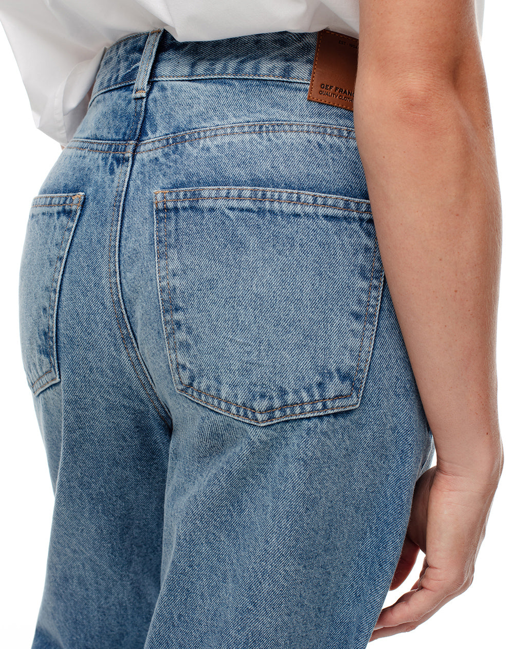 Jean wide leg tiro alto índigo medio mujer