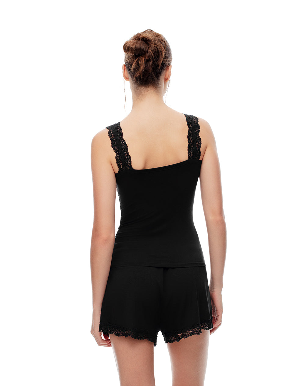 Camiseta slim sin mangas tejido de punto negra mujer