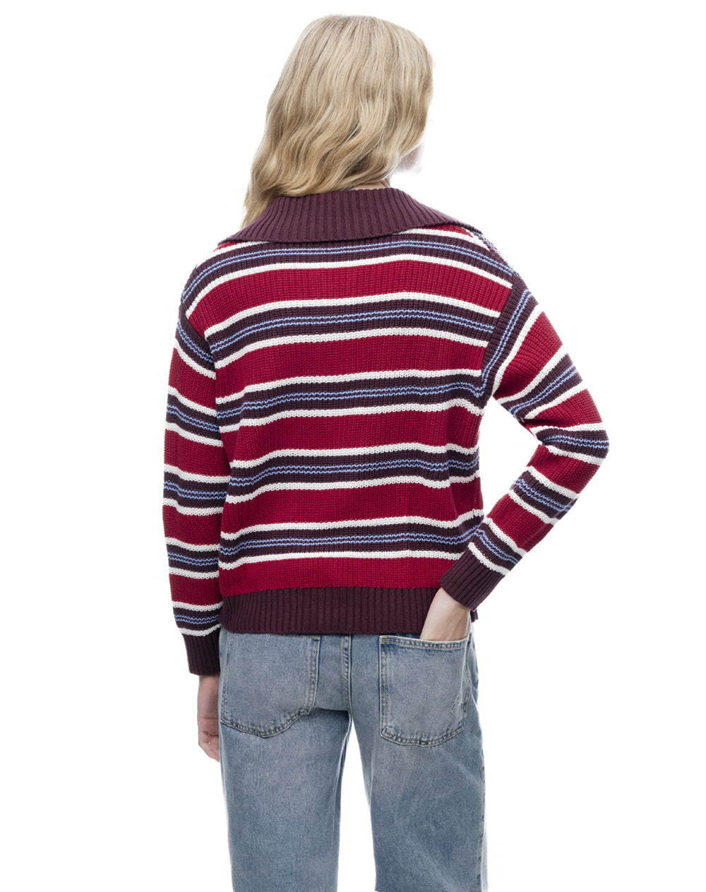 Buzo regular rojo rayas mujer