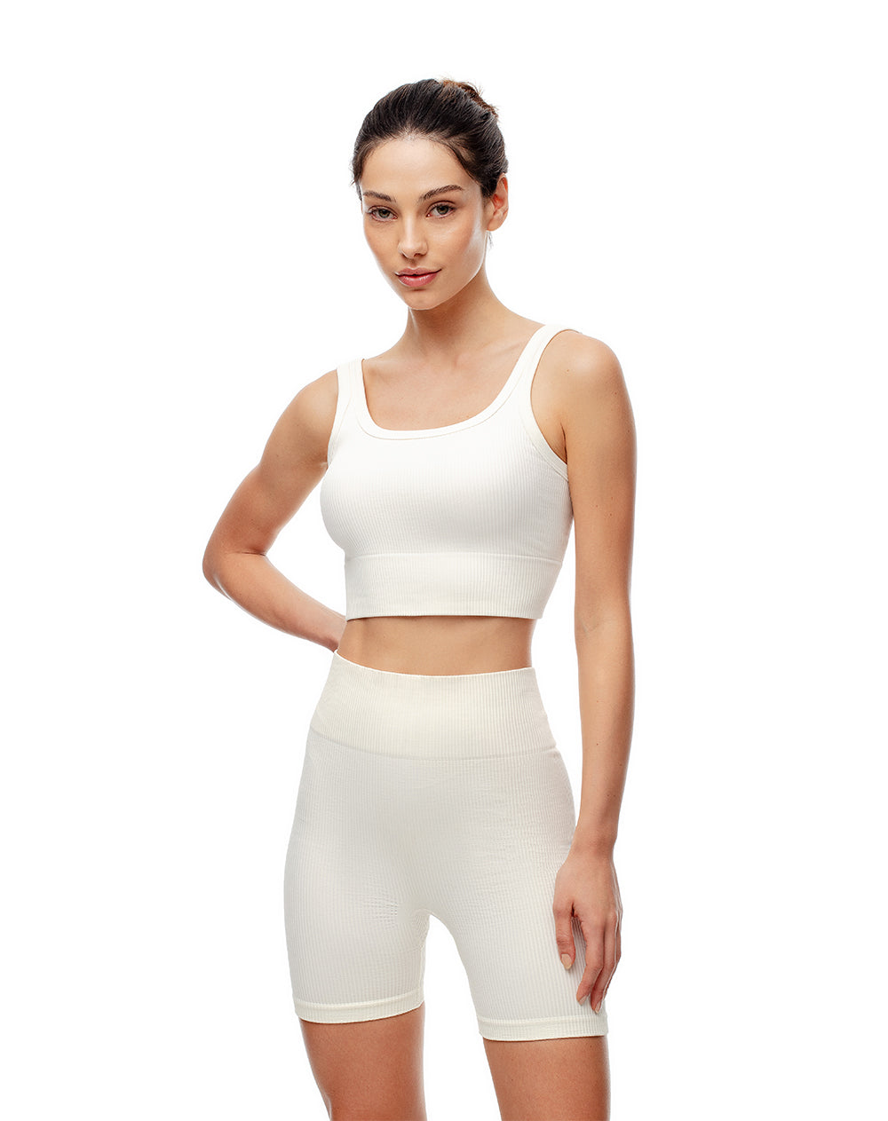 Biker deportivo pretina ancha en seamless blanco para mujer