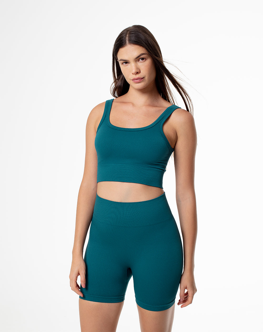 Biker deportivo seamless verde mujer