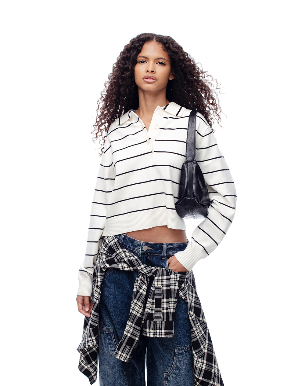 Buzo regular fit blanco rayas