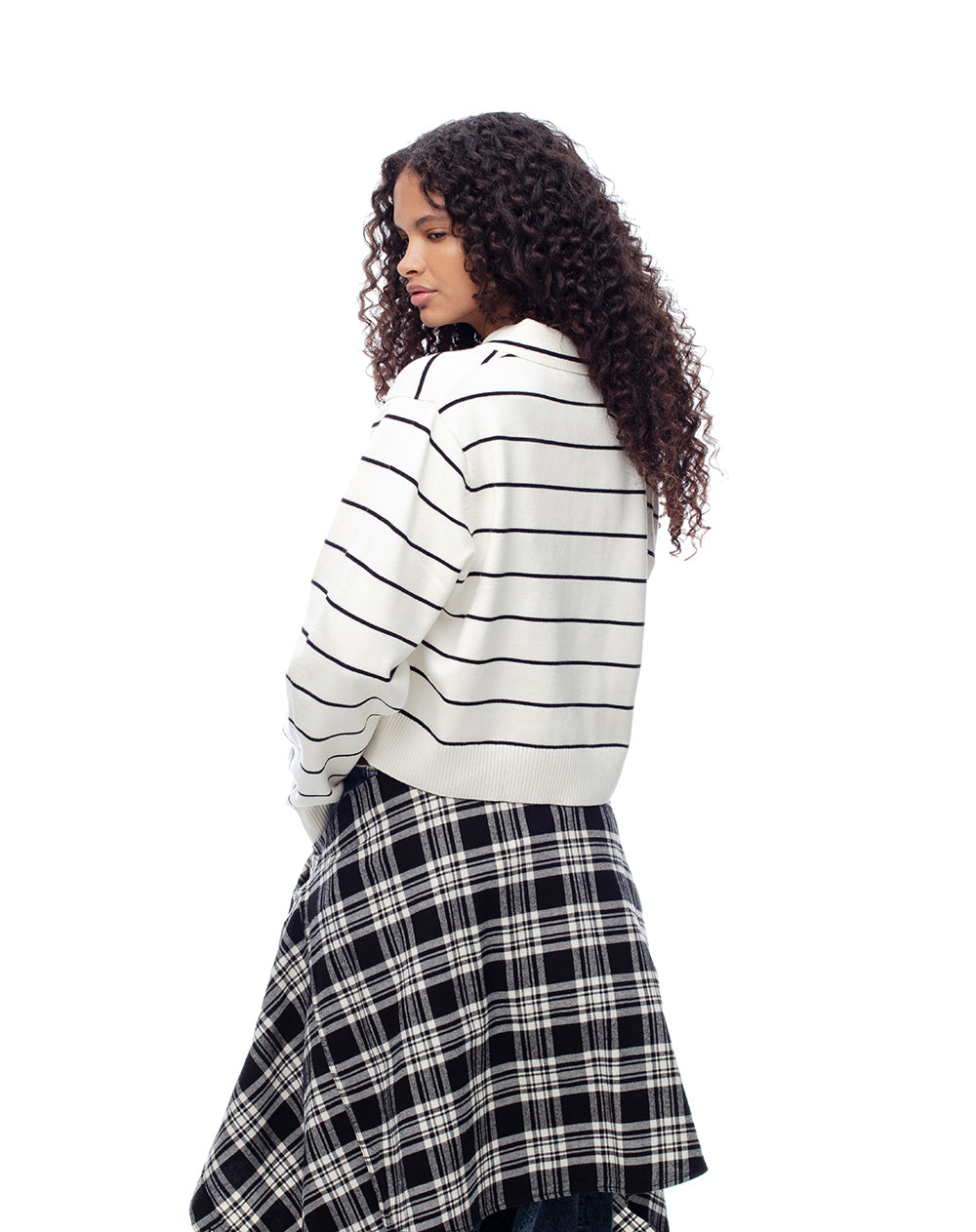 Buzo regular fit blanco rayas