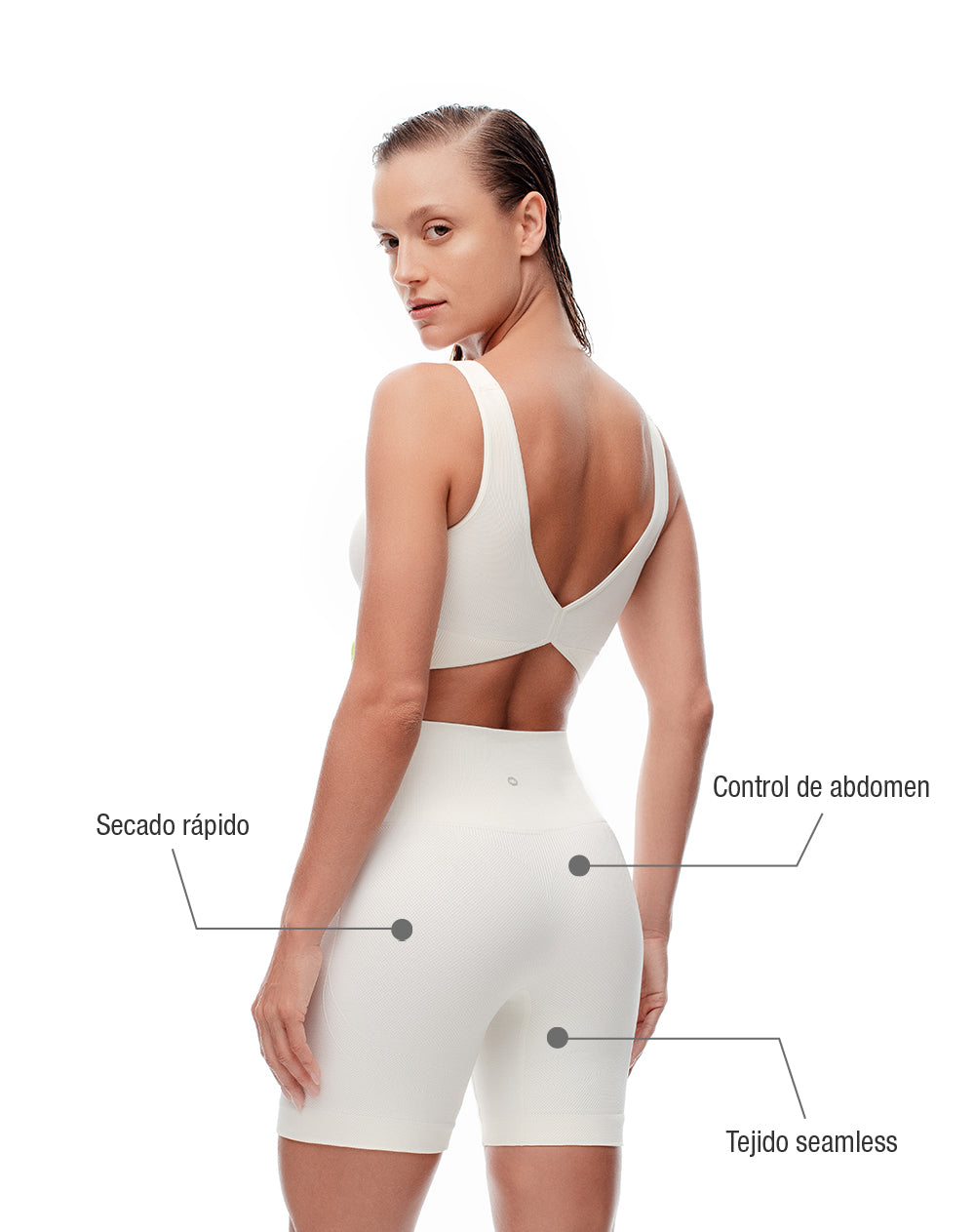 Biker deportivo seamless blanco mujer