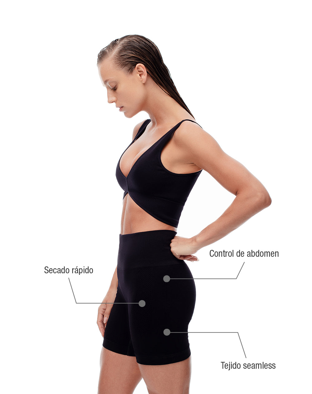 Biker deportivo seamless negro mujer