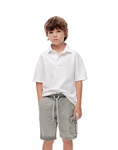 Bermuda denim regular gris niño