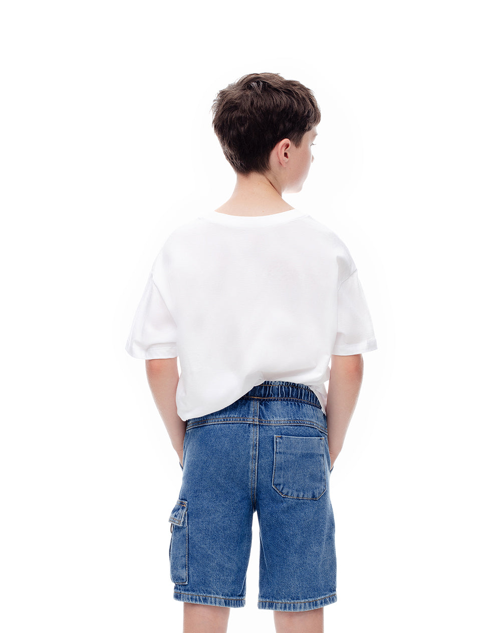 Bermuda denim regular índigo medio niño