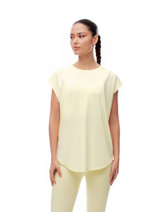 Camiseta deportiva secado rápido amarilla mujer