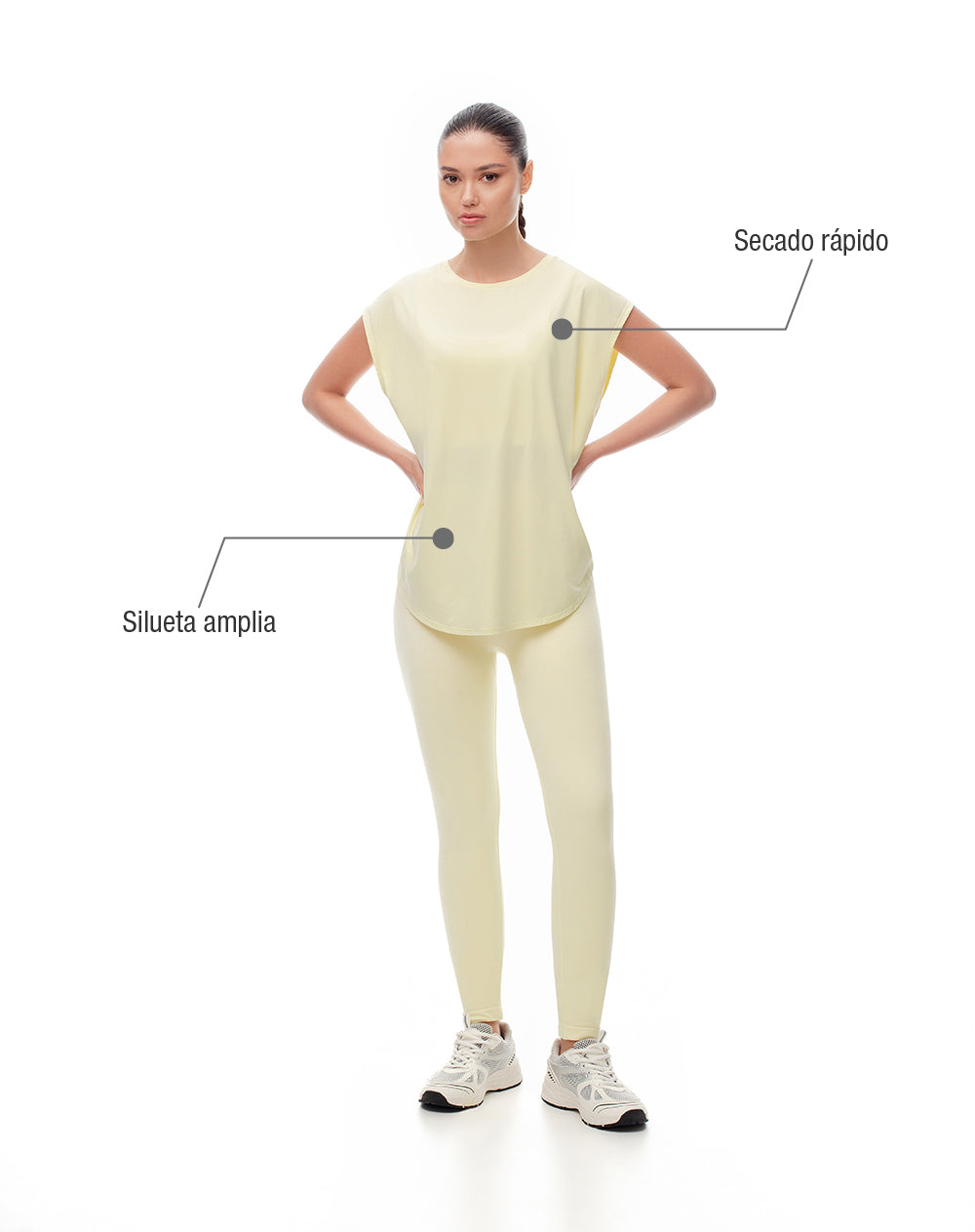 Camiseta deportiva secado rápido amarilla mujer