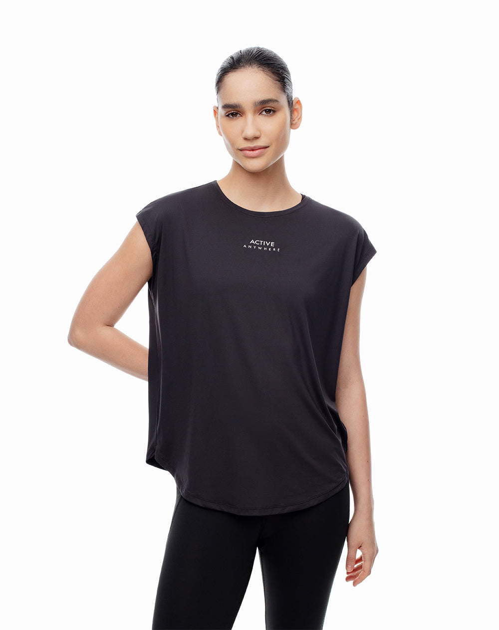 Camiseta deportiva secado rápido negra mujer