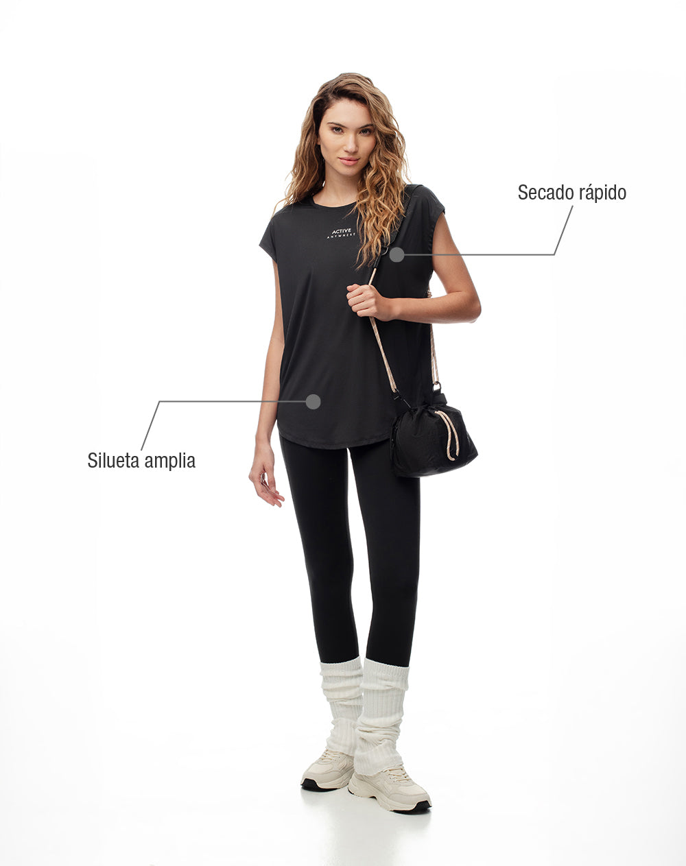 Camiseta deportiva secado rápido negra mujer