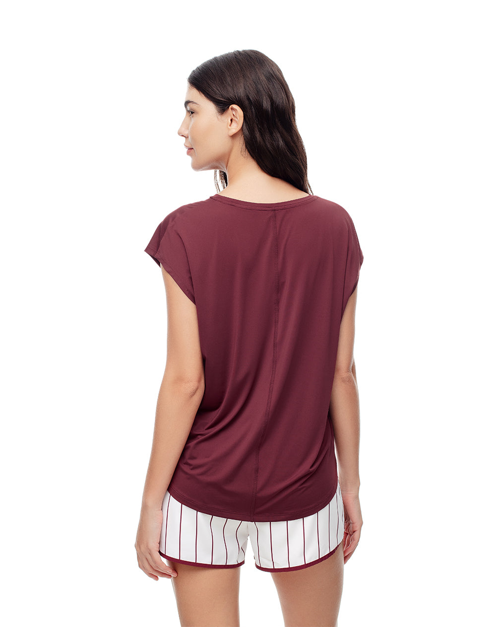 Camiseta deportiva secado rápido vinotinto mujer