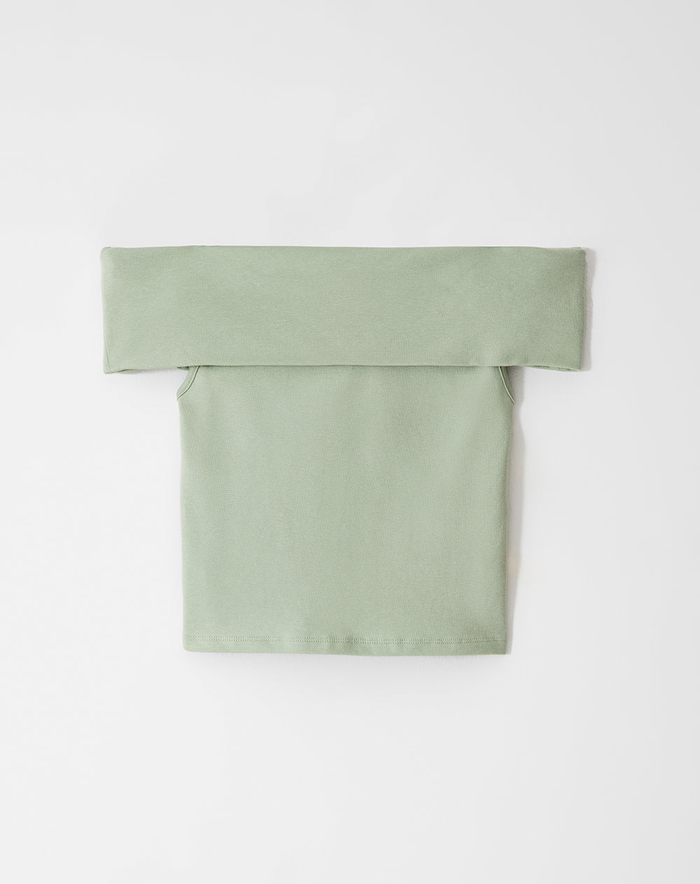 Top off-Shoulder slim algodón verde mujer