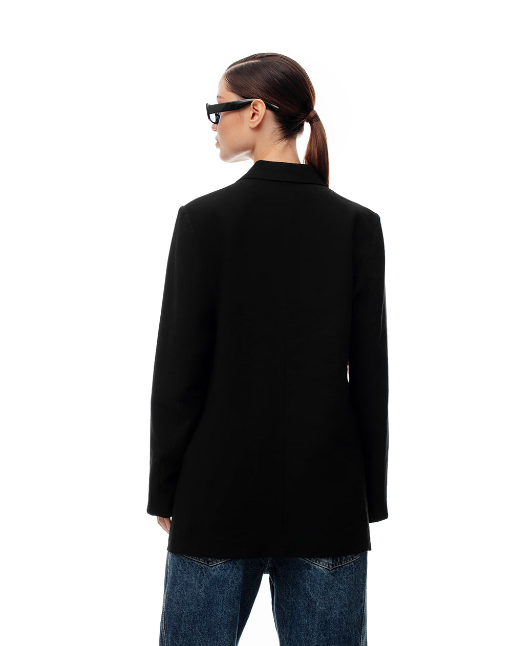 Blazer recto holgado negro mujer