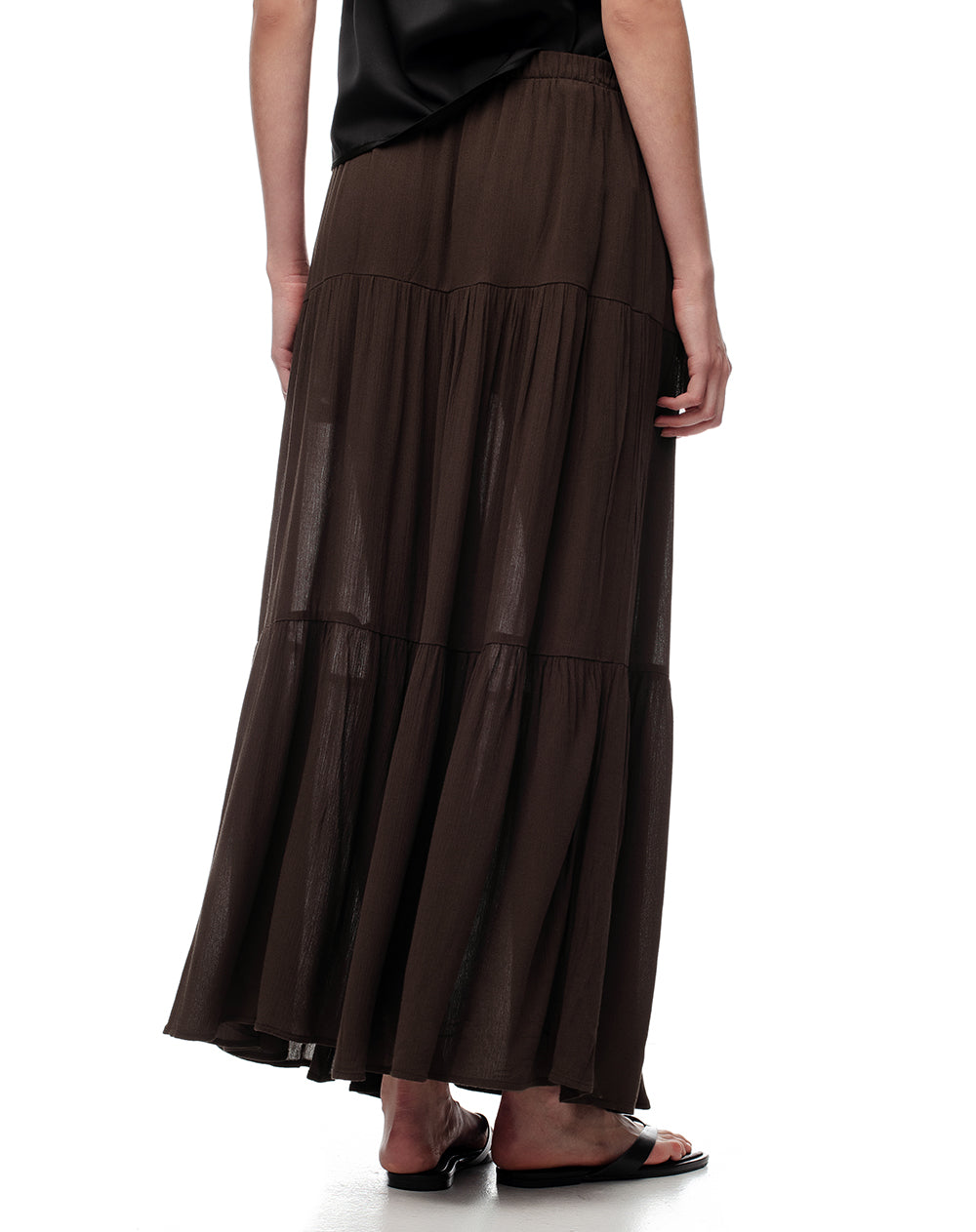 Falda larga tiro medio chocolate