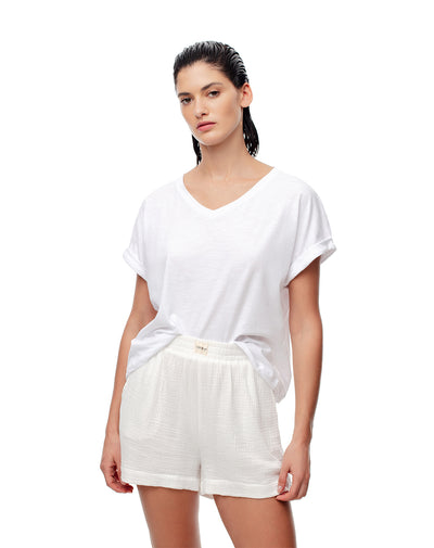 Camiseta regular algodón blanca mujer