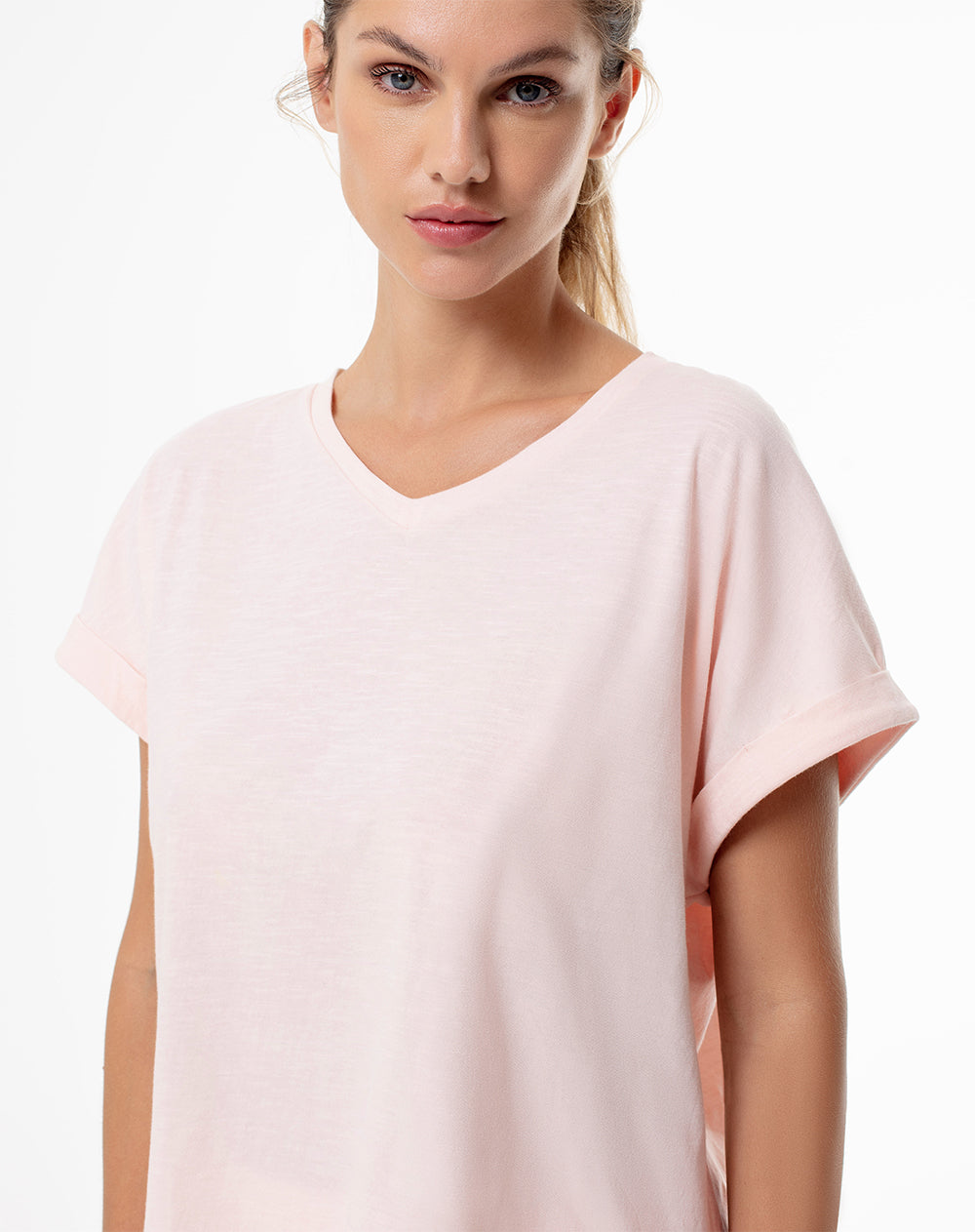 Camiseta regular algodón melón mujer