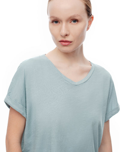 Camiseta regular algodón verde mujer