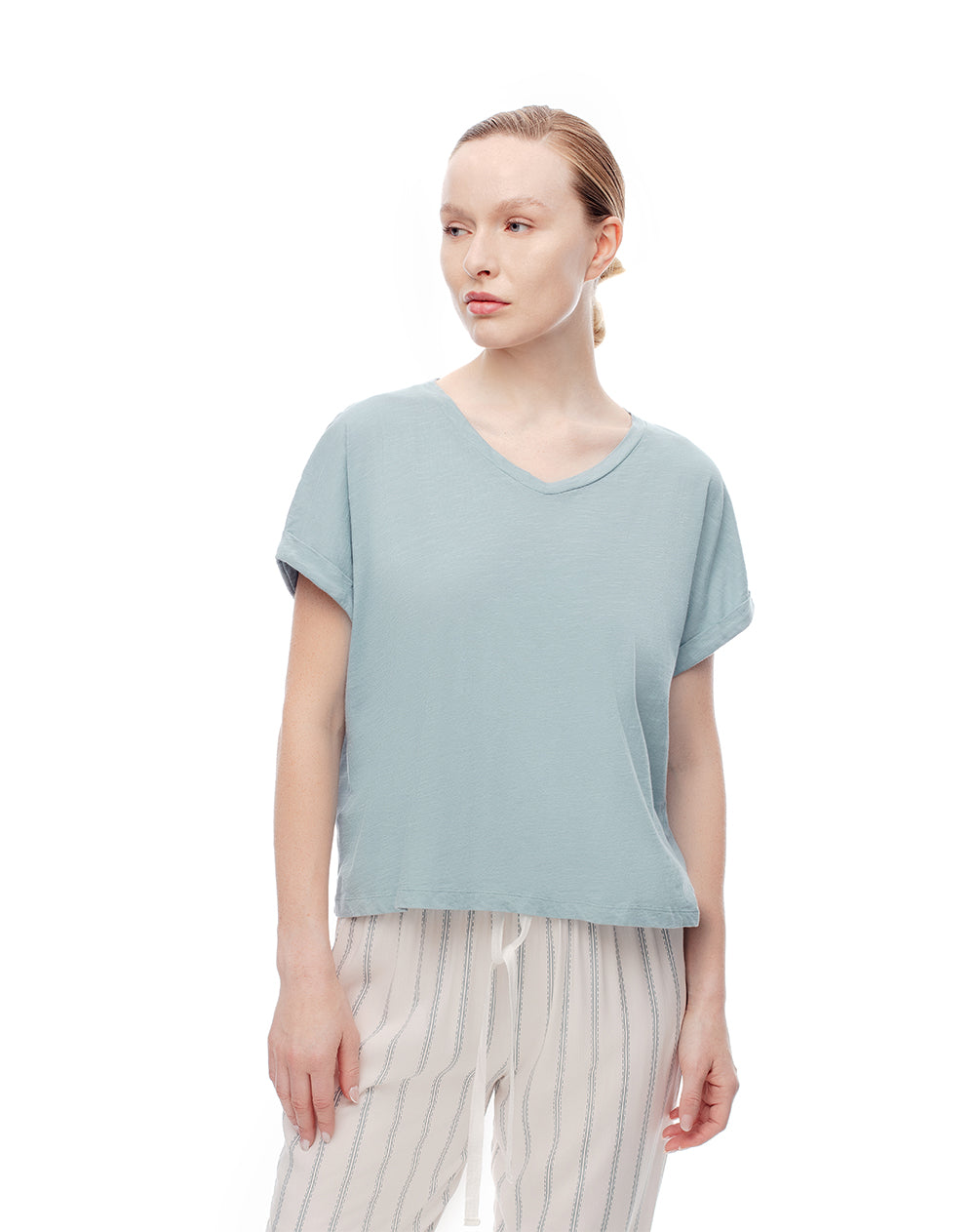 Camiseta regular algodón verde mujer