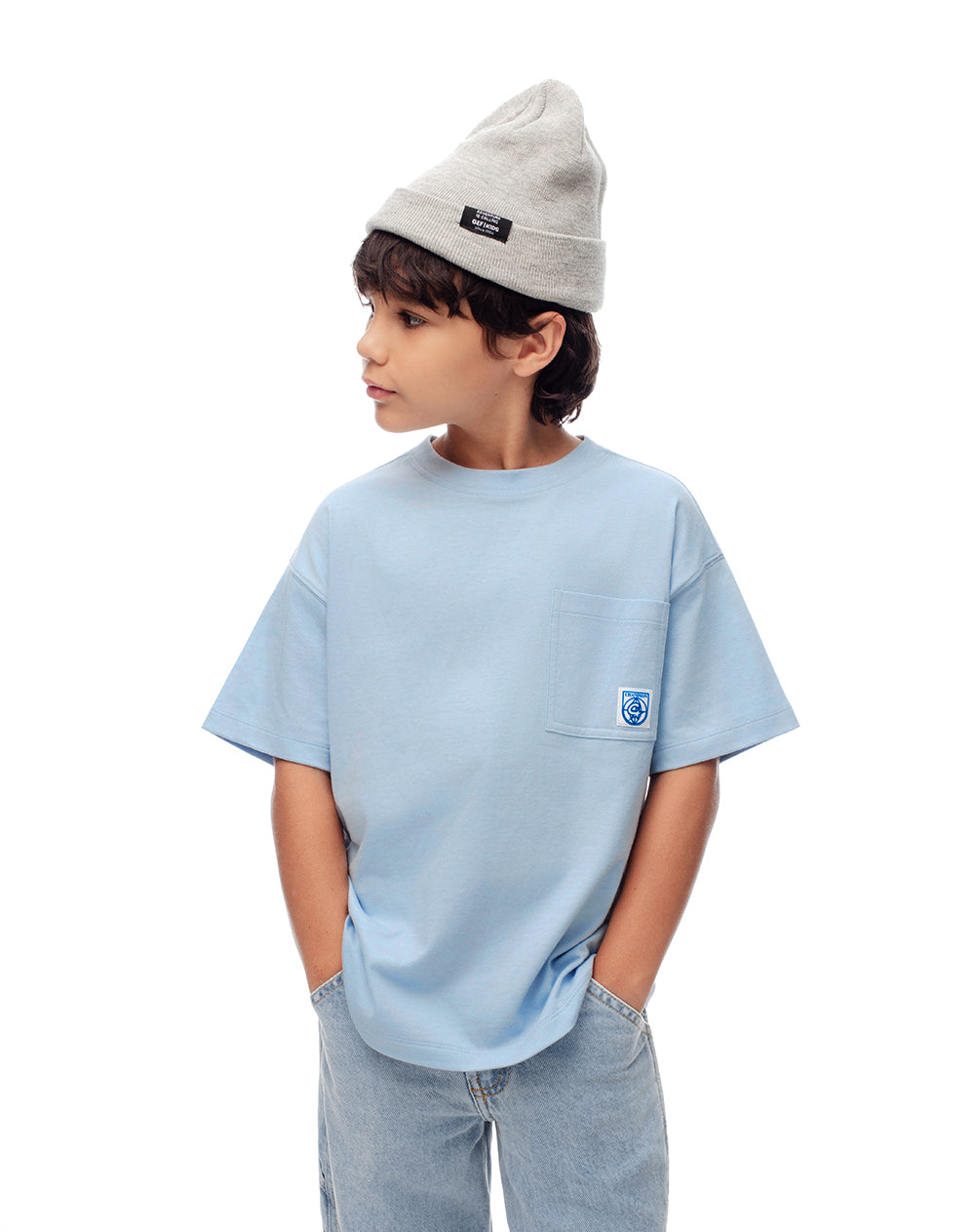 Camiseta oversize algodón azul niño