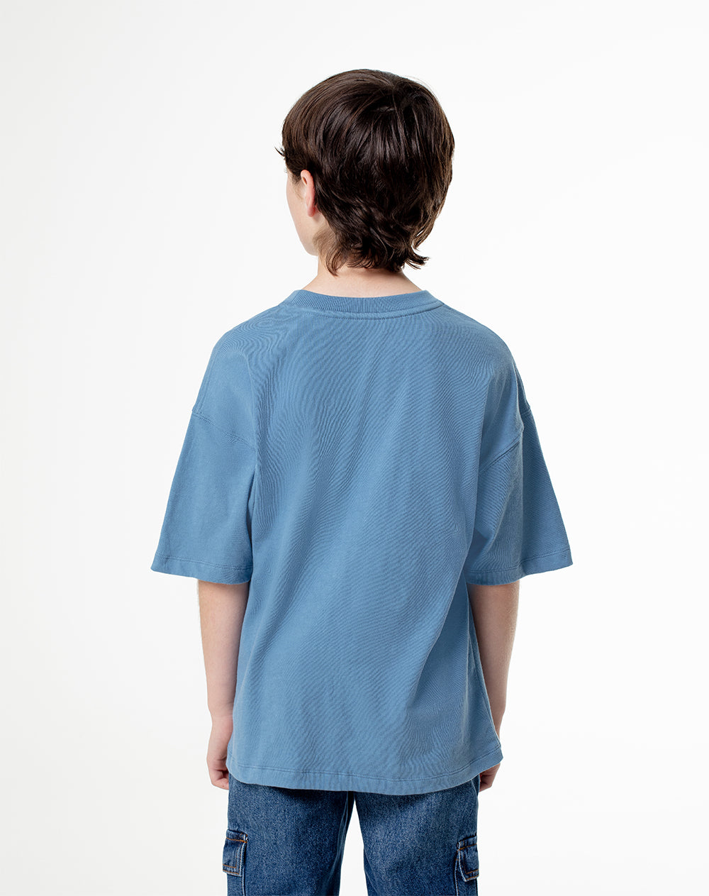 Camiseta oversize algodón azul niño