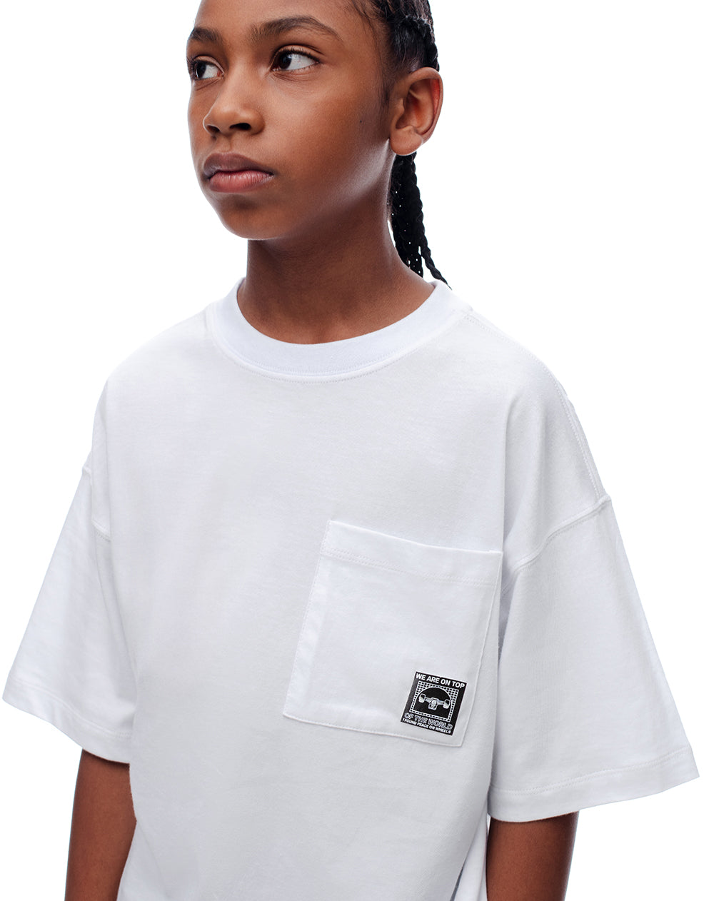 Camiseta oversize algodón blanca niño