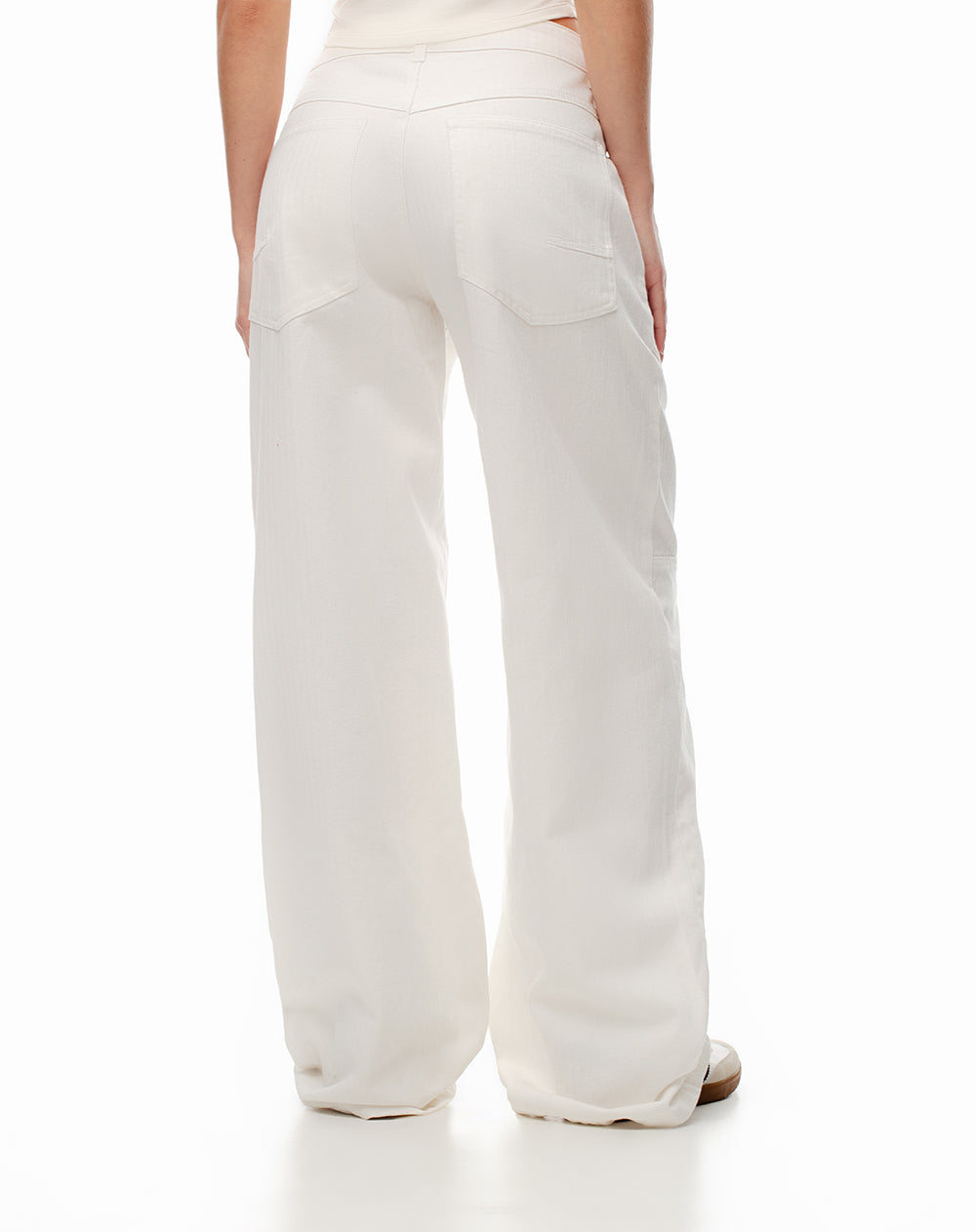 Pantalón wide leg tiro medio en drill algodón habano mujer