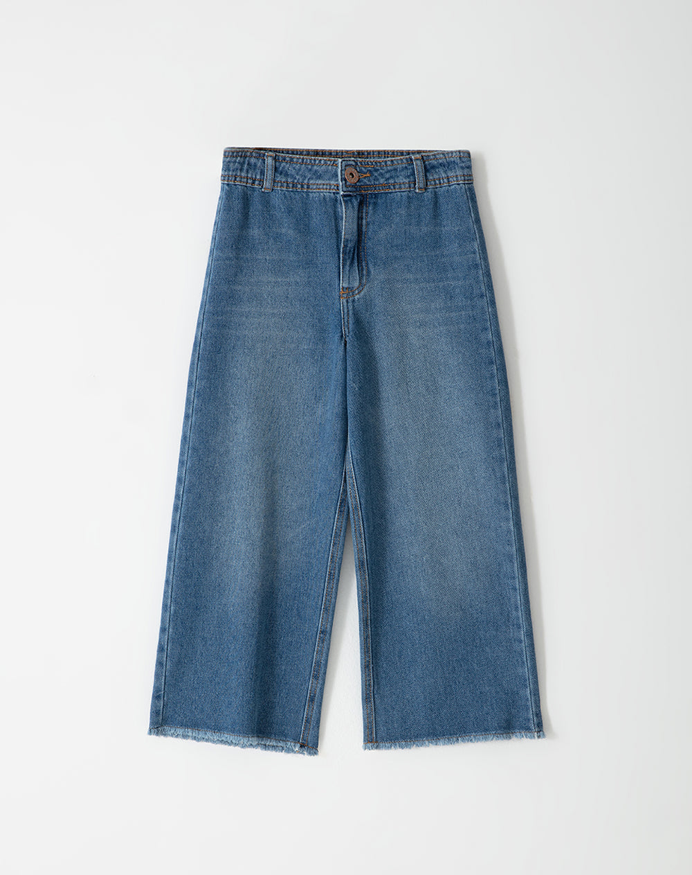 Jean wide leg tiro medio 100% algodón índigo oscuro niña