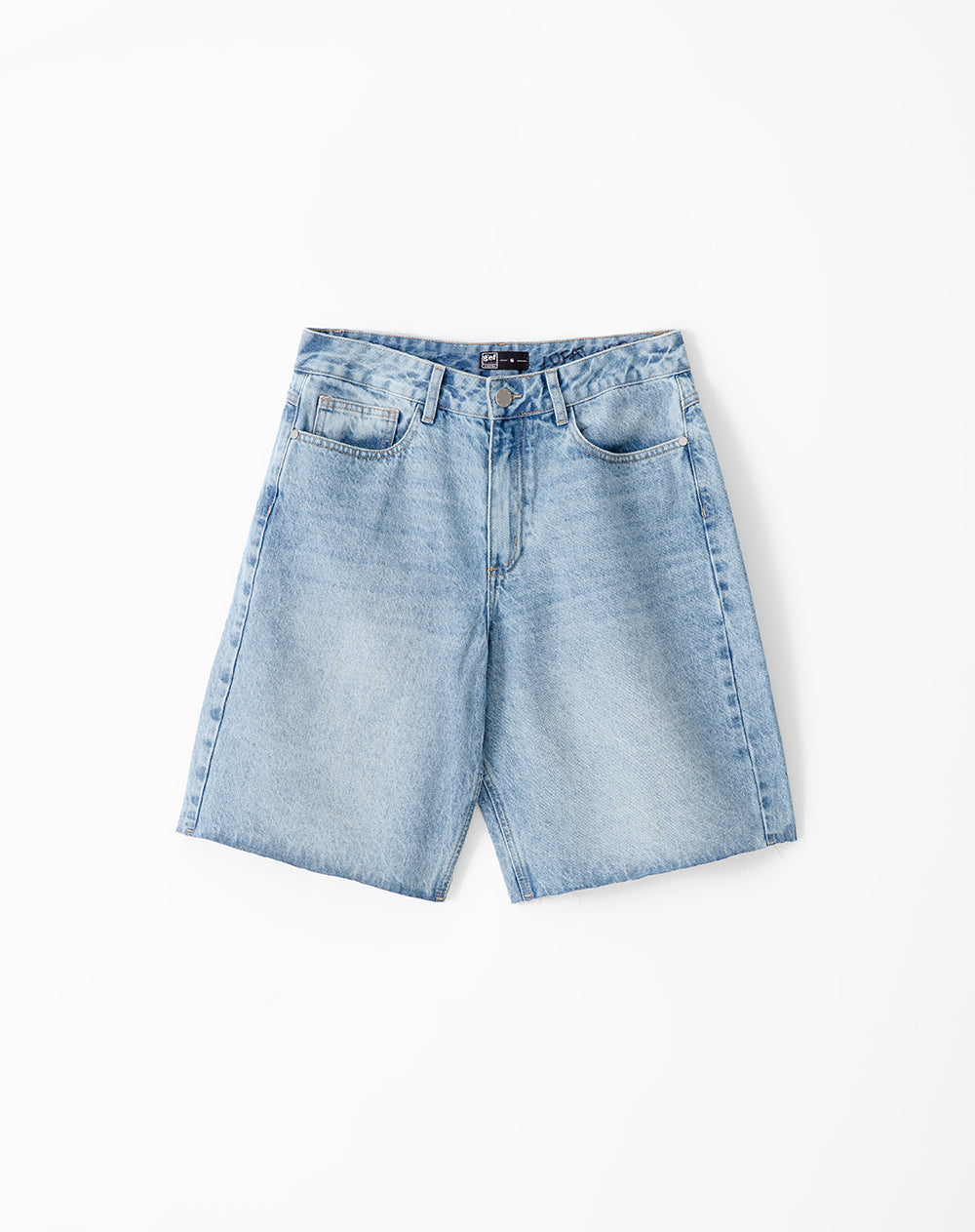 Bermuda regular tiro medio denim índigo medio mujer