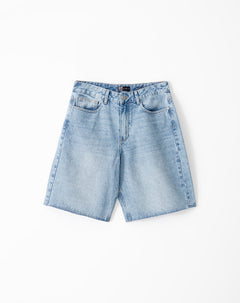 Bermuda regular tiro medio denim índigo medio mujer
