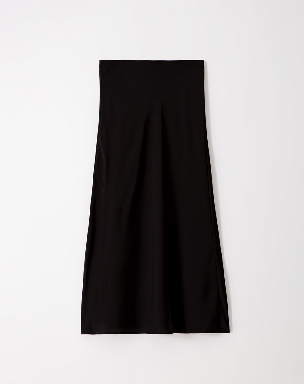 Falda midi tiro alto satín negra mujer
