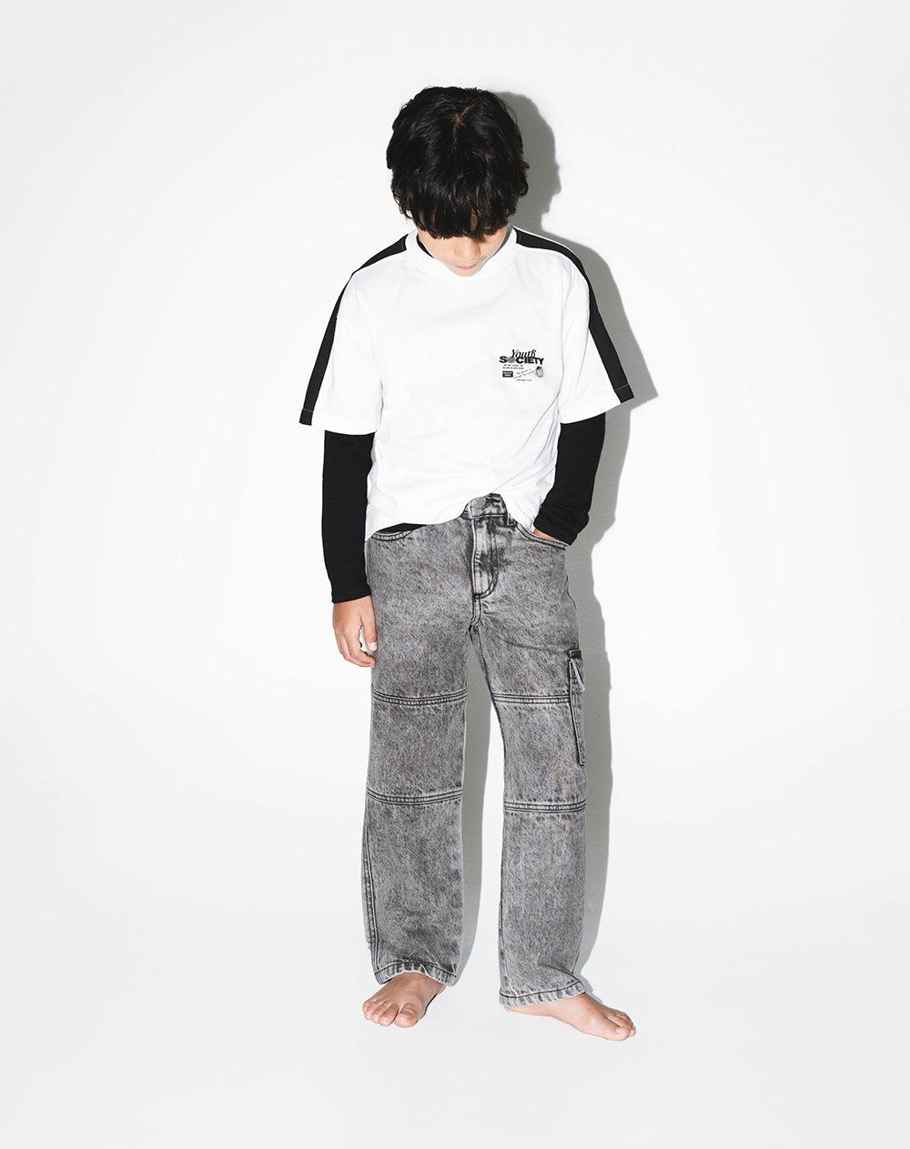 Jean cargo gris niño