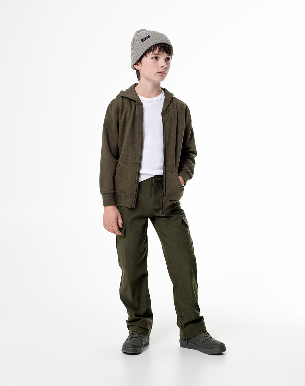 Pantalón cargo drill verde niño