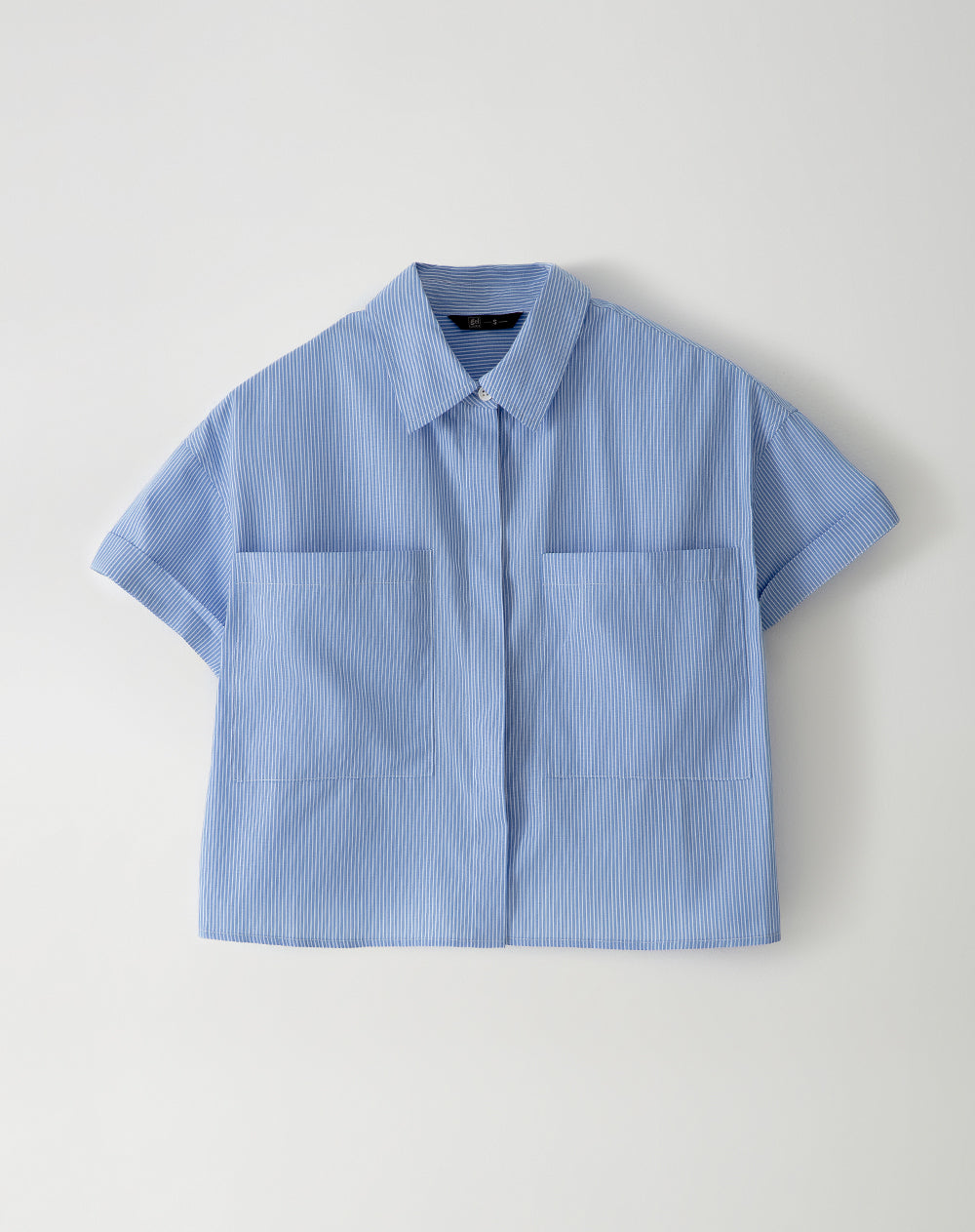 Camisa manga corta oversize crop algodón rayas mujer