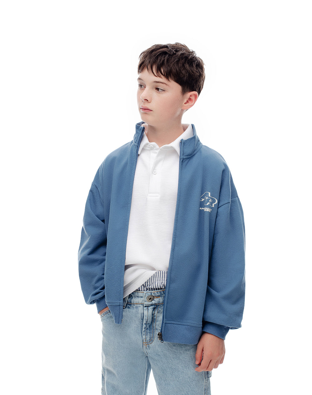 Chaqueta oregular algodón azul niño