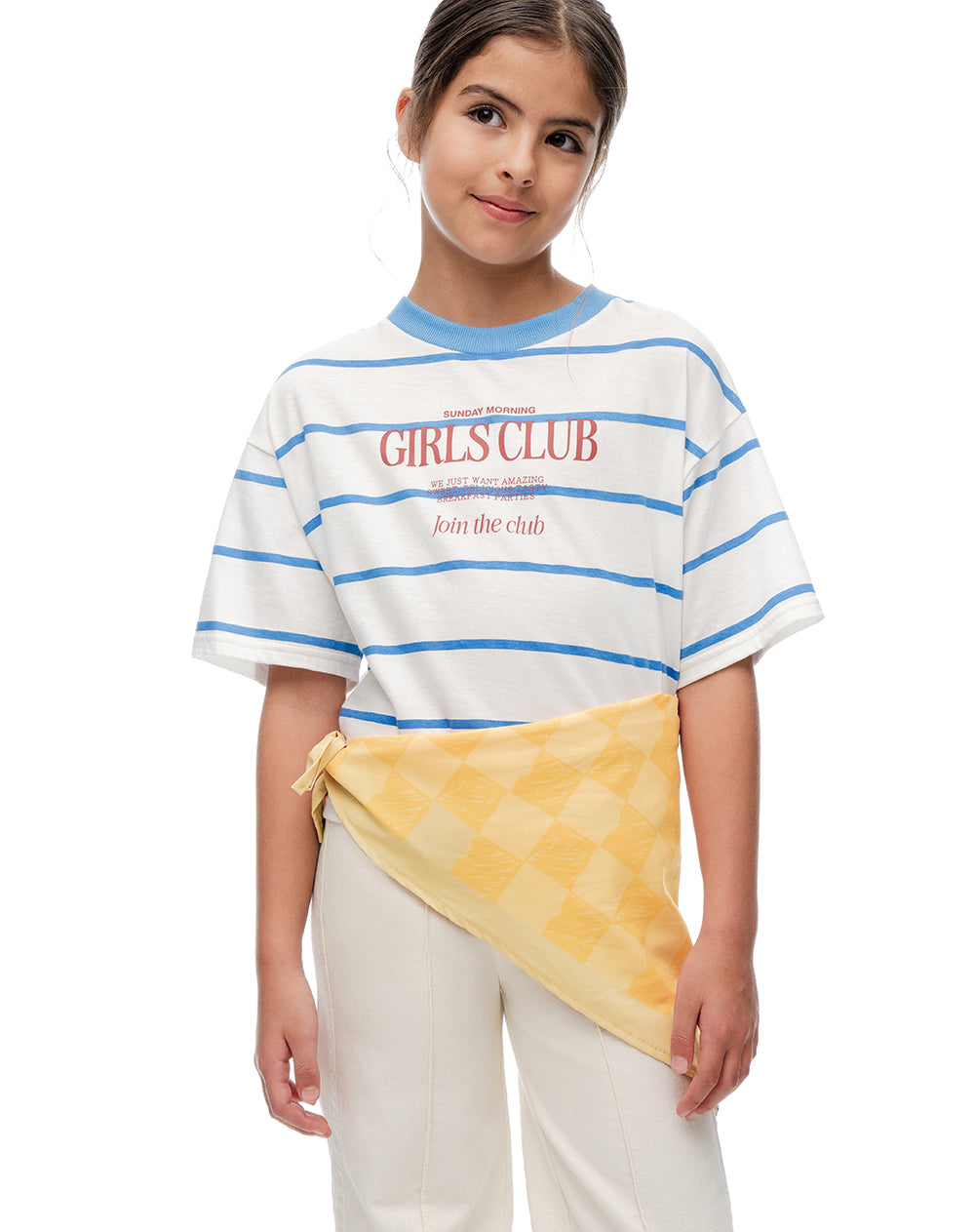 Pañuelo satinado amarillo estampado