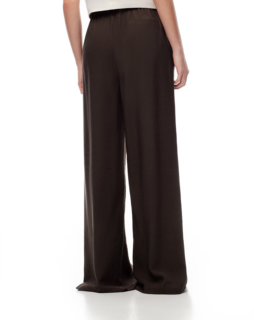 Pantalón wide leg tiro alto chocolate mujer
