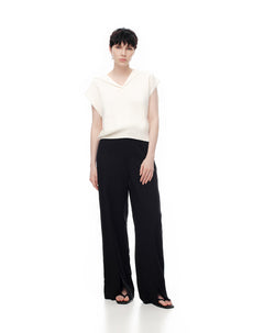 Pantalón wide leg tiro alto negro mujer