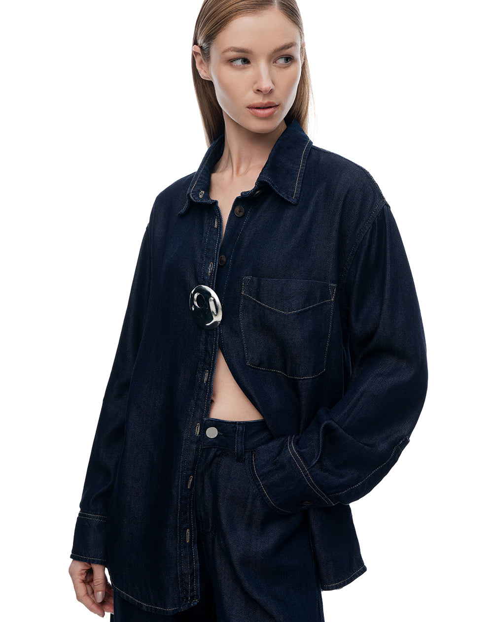 Prendedor abstracto plateado