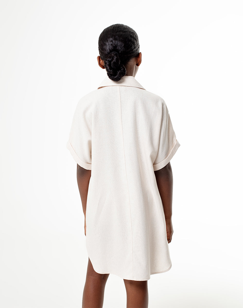 Vestido camisero corto crema niña