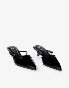 Zapatos tipo mule tacón bajo negros mujer