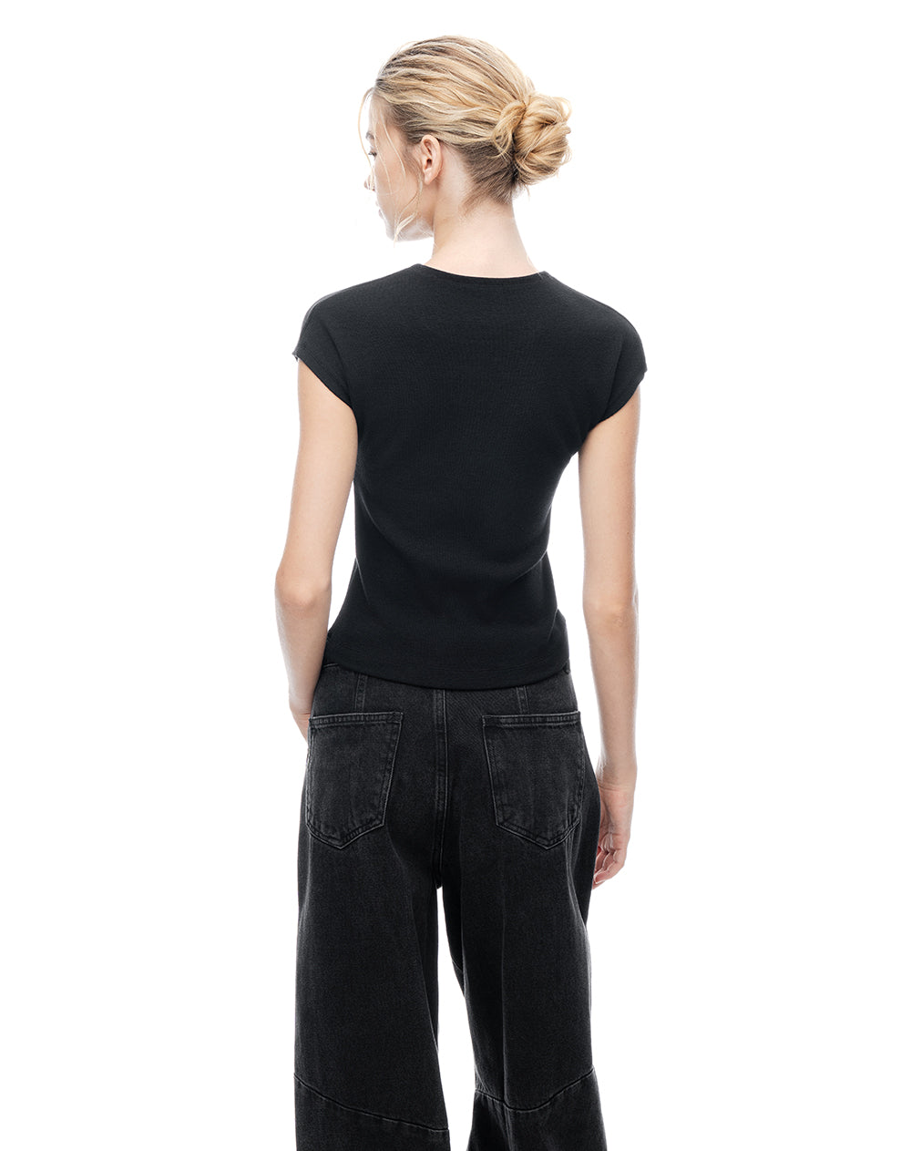 Camiseta relax negra mujer