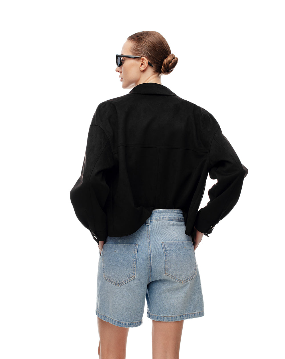 Short tiro alto denim índigo medio mujer