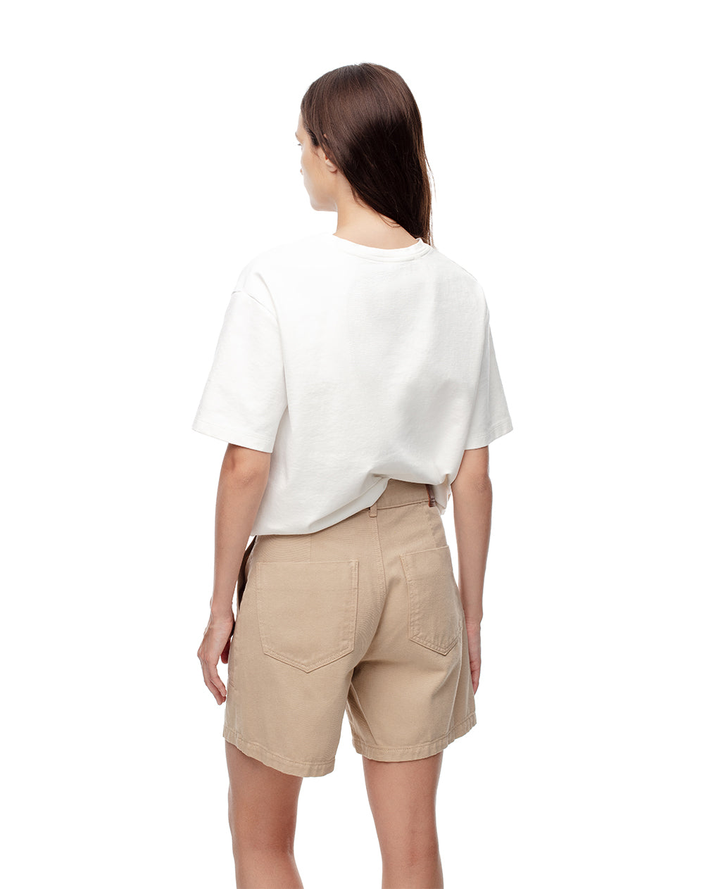 Short denim tiro alto caqui mujer