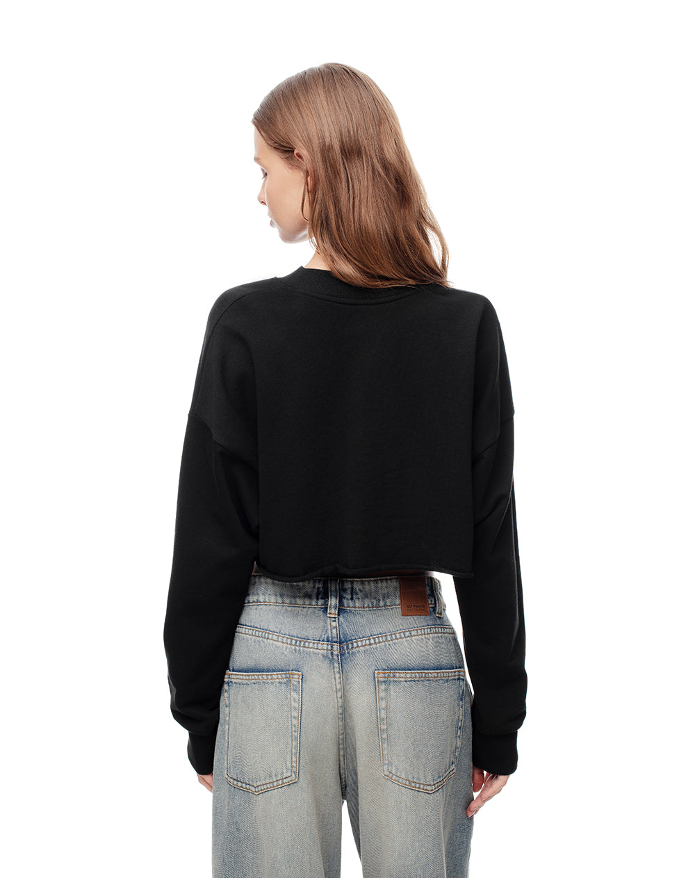 Buzo crop regular algodón negro mujer