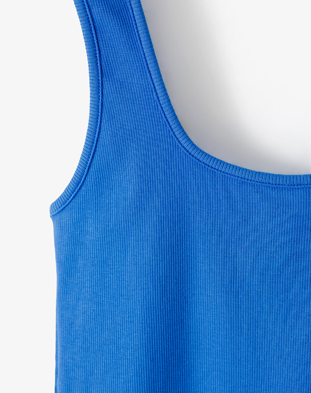 Camiseta manga sisa slim rib algodón azul mujer