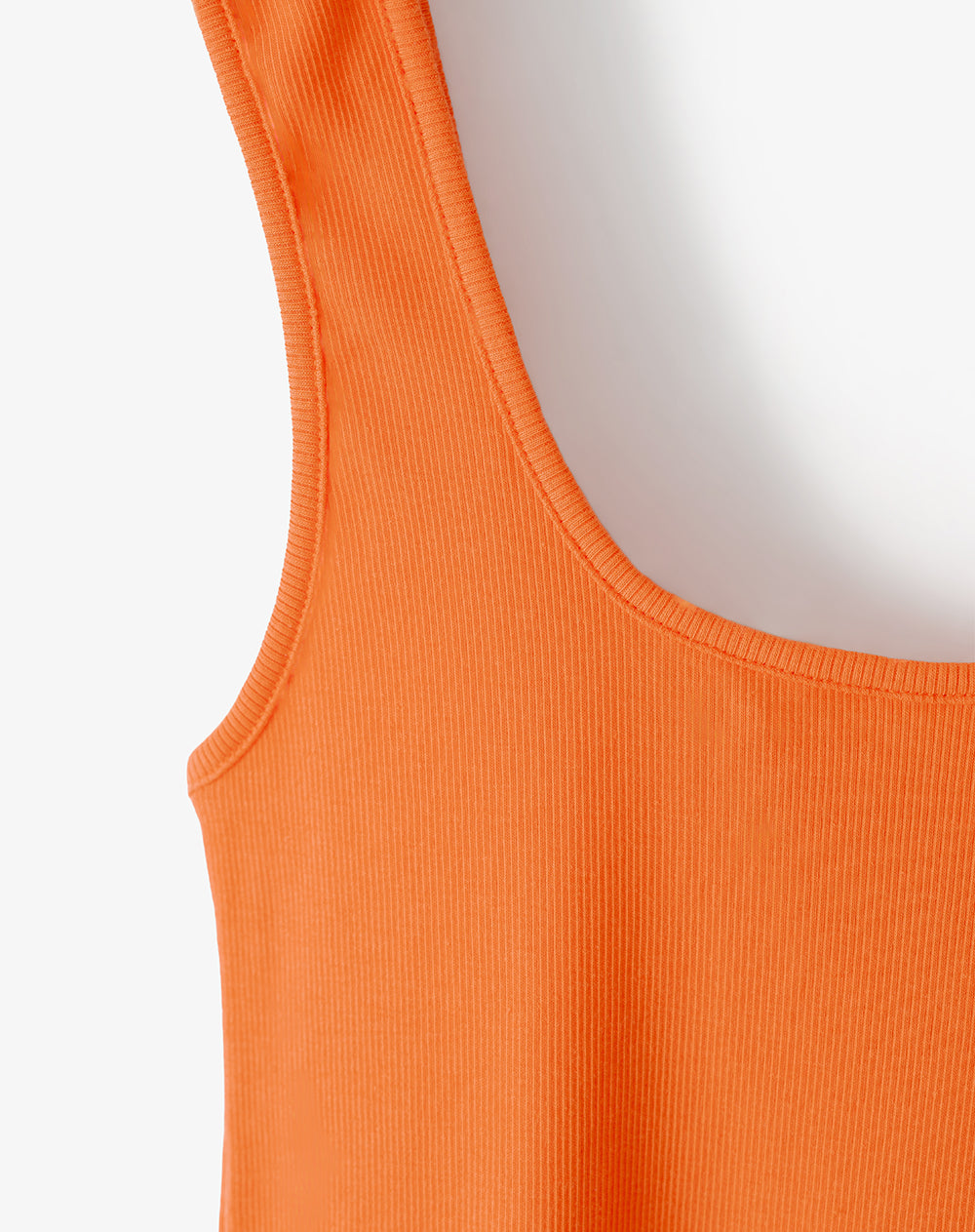 Camiseta manga sisa slim rib algodón naranja mujer