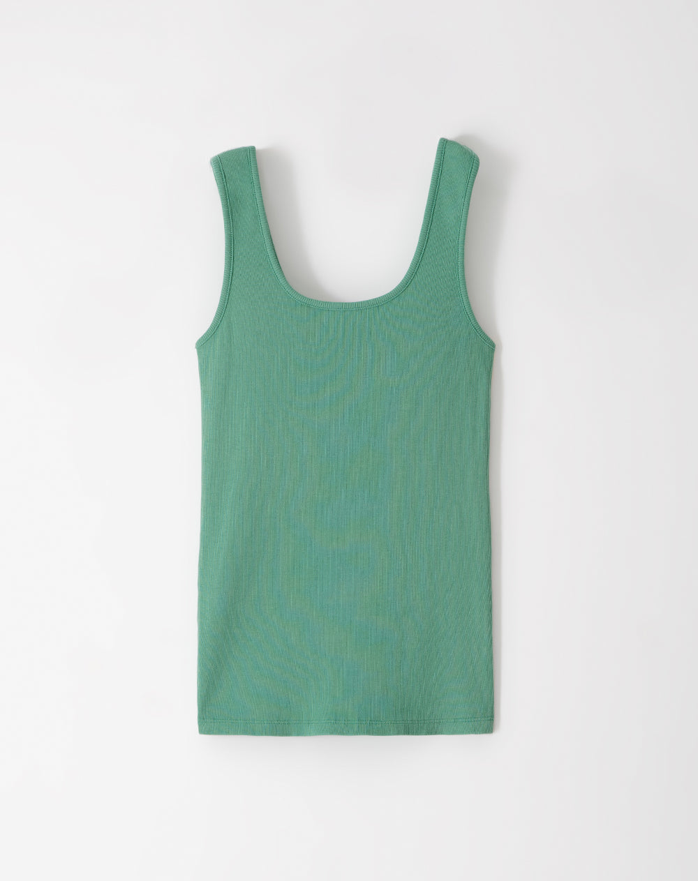 Camiseta slim sin mangas rib algodón verde mujer